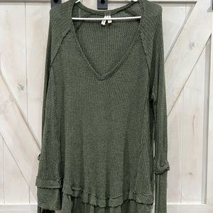 Free people green blouse. Gently used.